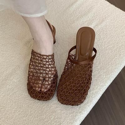 Сандалии женские на танкетке, плетеные, сетчатые, с открытым носком, обувь, носить, черные, темпераментные, на высоком каблуке