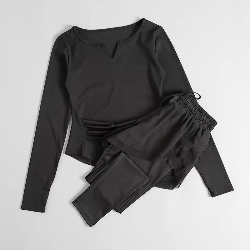 Женский быстросохнущий костюм для йоги 2024 года: Осенне-зимняя спортивная одежда для бега, пилатеса и фитнеса