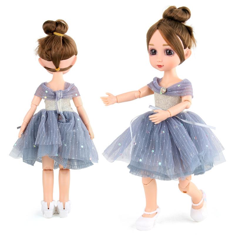 12-Inch Foreign Baby Fat Child Doll Playing House Girl Toy 12-Joint Movable Dress-Up Princess Ornament