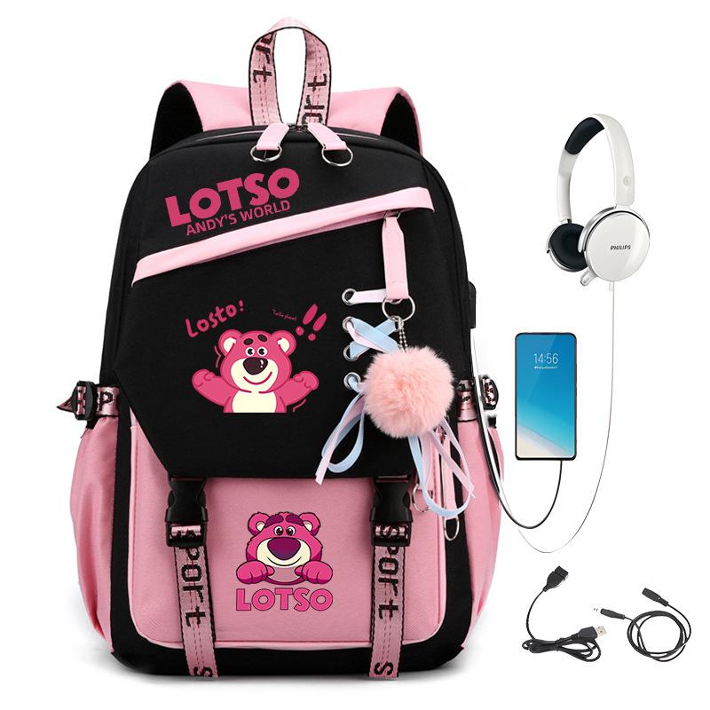 Sweet Strawberry Bear Children'S Backpack Lightweight Ridge Protection Large Capacity Primary And Secondary School Student Burden Reduction School Bag