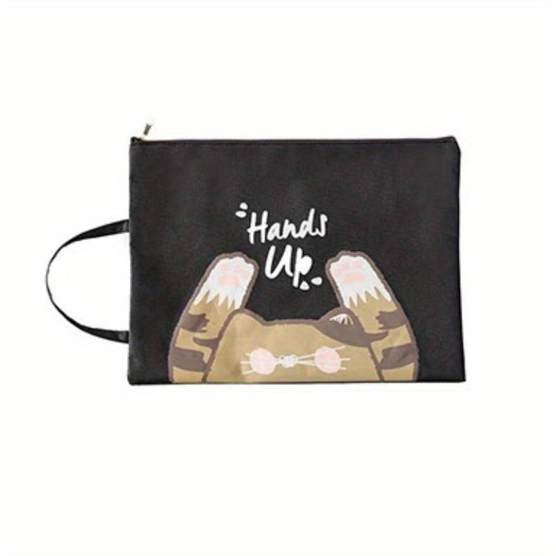 1 шт. креативная портативная мультяшная милая сумка для документов с изображением кота на молнии для школы, офиса, канцелярских принадлежностей