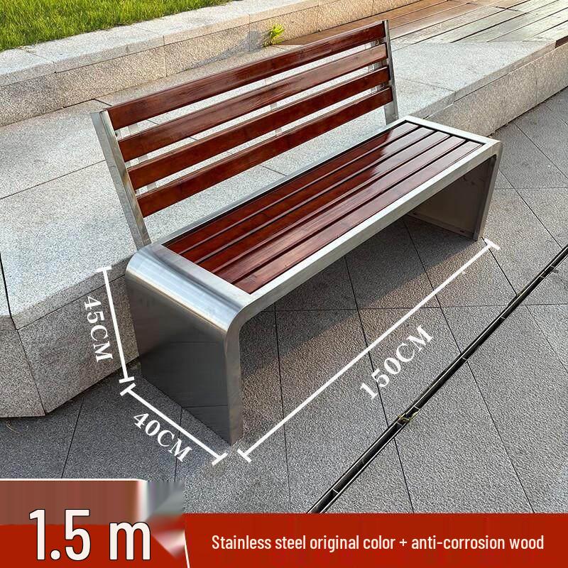 Outdoor Stainless Steel Park Bench
