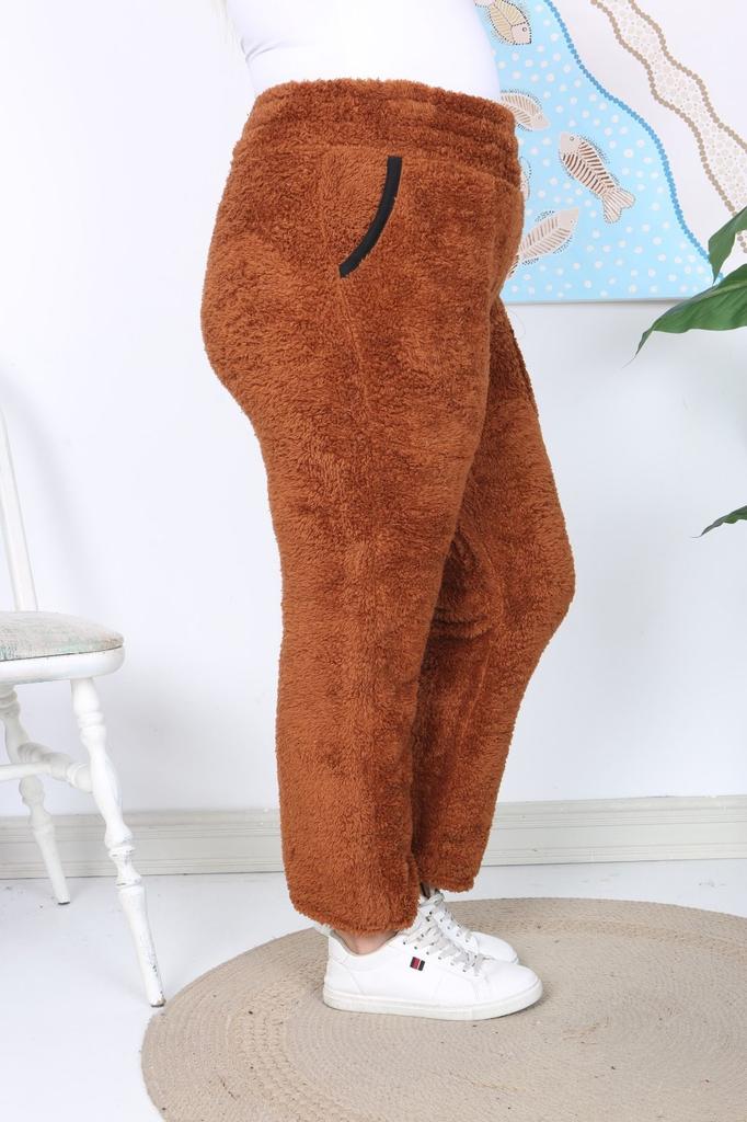 Women's Style Plus Size Pants Plus Size Clothing Warm Comfortable Brown Plush Fleece High Waist Full Flexible