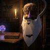 Украшение-призрак для двора, подвесное украшение на Хэллоуин, милый белый летающий с шляпой ведьмы, развевается на ветру, с рисунком летучей мыши, для помещений и улицы, патио