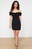 Women's Dress New Season Fashion Black Plain Bodycone Crepe Mini Woven Dress
