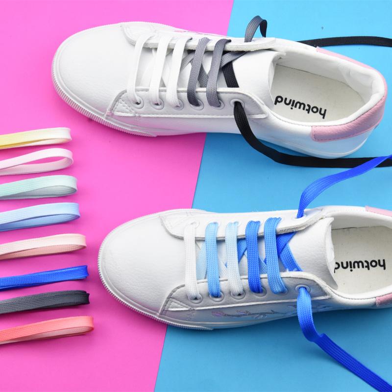 Цветные плоские шнурки Конфетный градиент Радужные шнурки Детские Взрослые Холщовые шнурки для обуви Походные ботинки Шелковые шнурки для вечеринки 1 пара