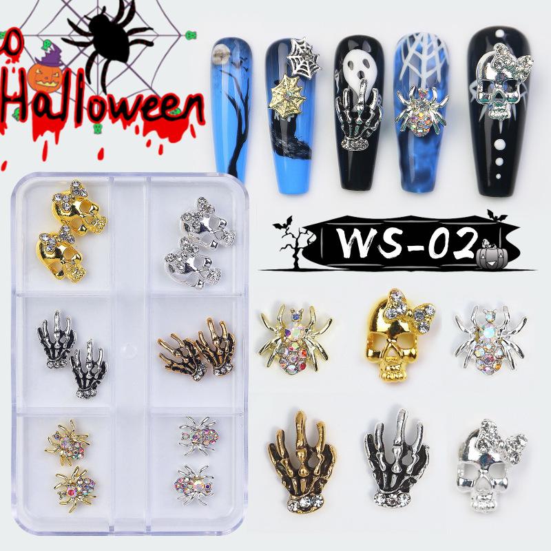 Хэллоуин Алмазные пластины для штамповки ногтей паук череп узор Diy наклейки для дизайна ногтей наклейки для ногтей