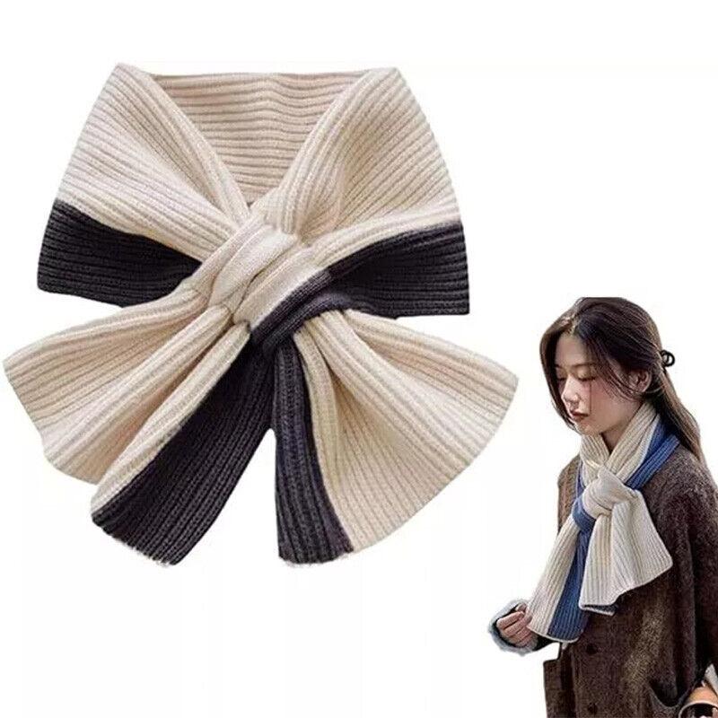 Новый зимний женский вязаный шарф с крестообразным воротом, шаль в корейском стиле