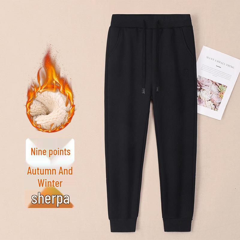 Женские флисовые спортивные штаны GAGN темно-синего цвета: Плотные, Теплые, Свободный крой «фонарик», Высокая талия, Стройнящие, Спортивные брюки с манжетами