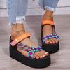 Fashionable Plus Size Women Shoes  New Street Fashion Contrast Color Women's Sandals Comfortable Wedge Platform Sandals