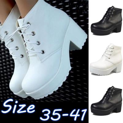 Женские ботильоны на каблуке на платформе со шнуровкой в стиле панк-рок и ботильоны