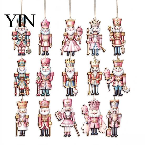 Retro Christmas Tree Hanging Decor Nutcracker Ornaments for Tree, Wooden Soldier Lightweight Flat Decoration, 2D Pendants Xmas Holiday Party Exquisite