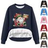 Women's Fashion Round Neck Christmas Printed Long Sleeve Loose Fleece Sweater