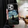 Черный кот Эстетичный узор Ударопрочный чехол для телефона для iPhone 17 Air 16 16E 15 Pro Max 14 Plus 13 Mini 12 Задняя крышка Защита от падения Fu