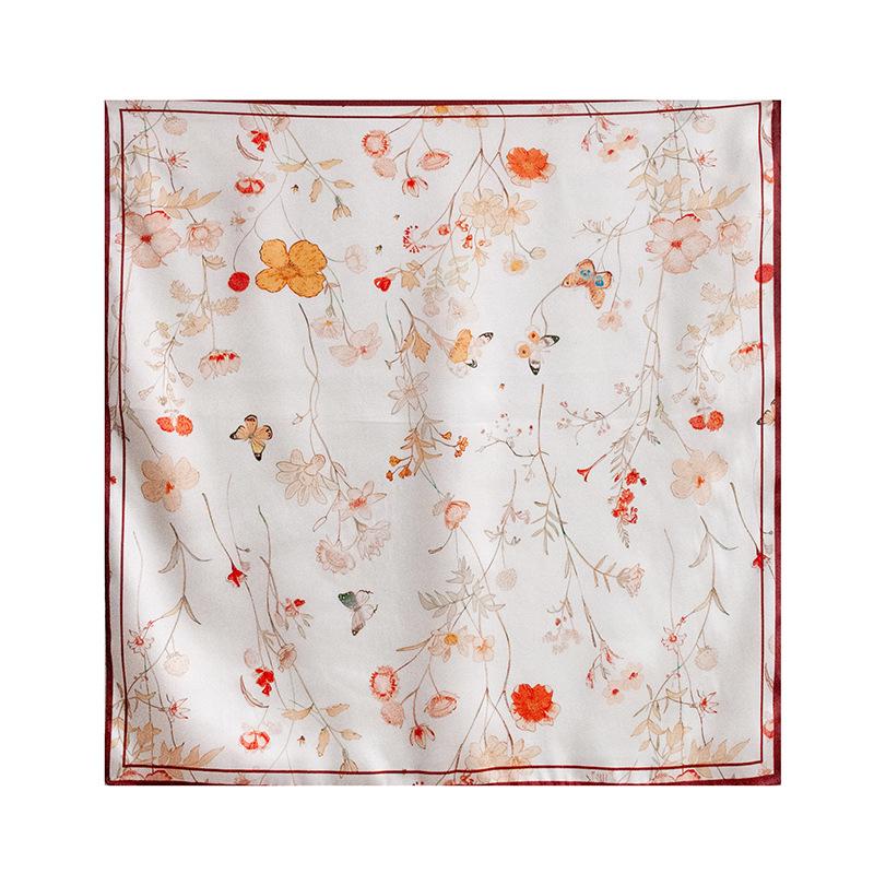 French Cashew Flower 53 Mulberry Silk Small Square Scarf Women's Spring Summer Decoration High-end Neck Tie