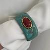 Inlay Geometric Wide Bangle Irregular Chunky Cuff Vintage Resin Acrylic Bracelet  Vintage