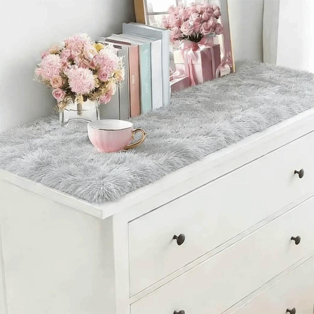 Fluffy Faux Fur Table Runner Soft Plush Tablecloth Runner TV Cabinet Pad Nightstand