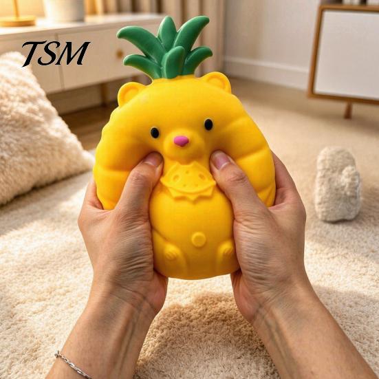 Giant Fruit Sensory Toy Large Pineapple Stress Ball, Slow Rising Squeeze for Anxiety Relief, Strawberry Malleable Ball Banana Grape Corn Carrot
