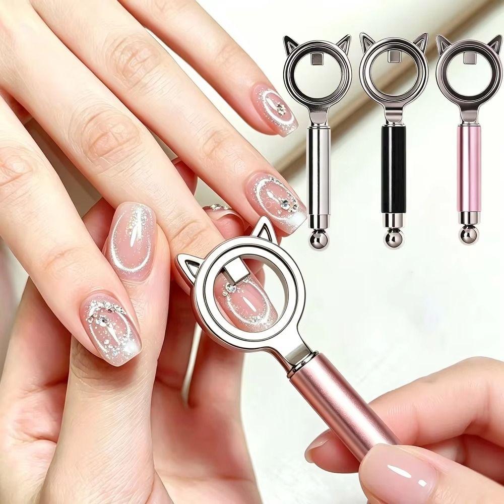 Non-slip Handle Magnetic Nail Art Tool Circular Ring Hollow Cat Eye Magnet Beginner Friendly