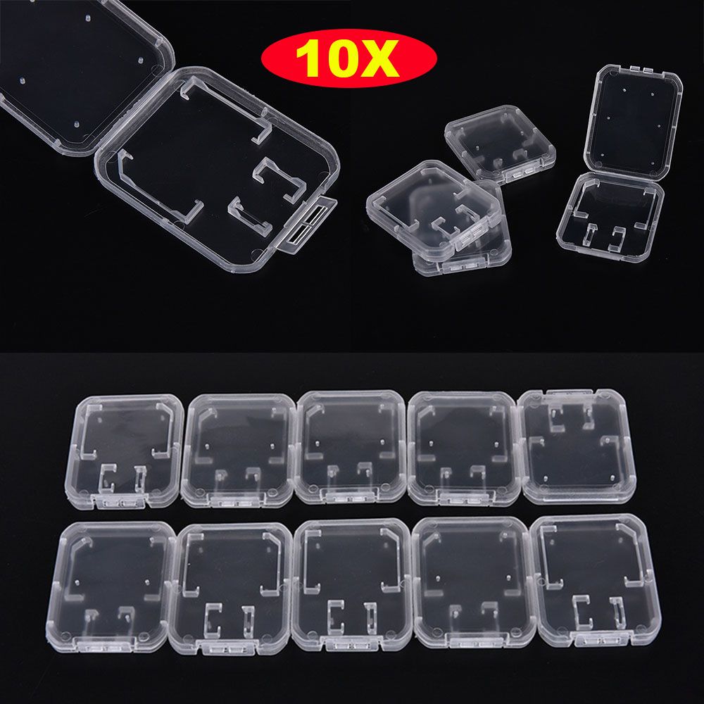 10PCS Clear Standard Holder Memory Card Case Transparent Storage Box SD/TF SDHC Card