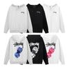 Unisex Hooded Fleece Sweatshirt With Back Letter Print Long Sleeve Zip-Up Casual Top Teens Adults