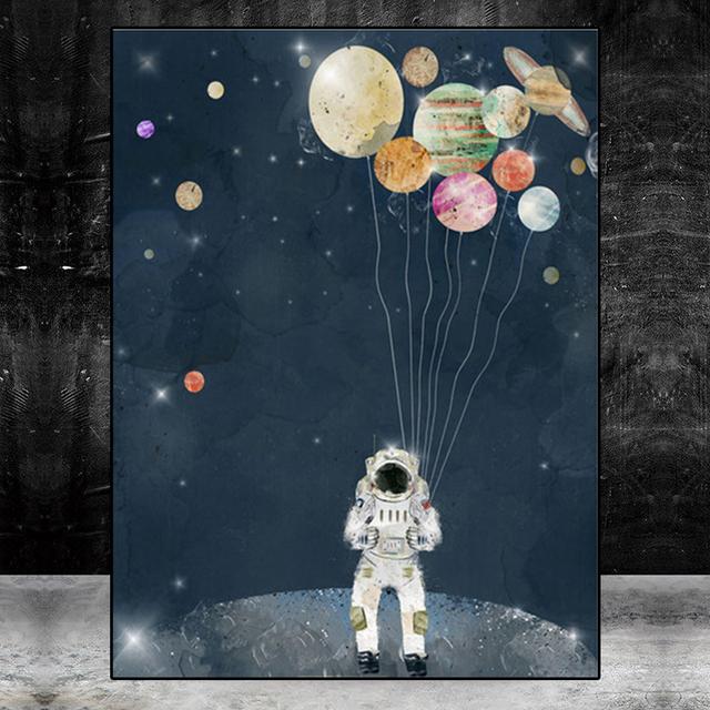 Solid Wood Frame Space Dreaming Astronaut Stars Oil Painting Canvas Painting Posters and Prints Wall Art Pictures for Living Room Home Decor
