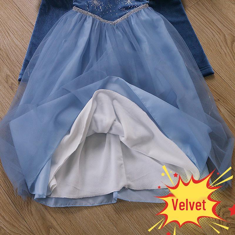 Платье Замороженной Принцессы с флисовой подкладкой для девочек - Зима, Хэллоуин и Рождество