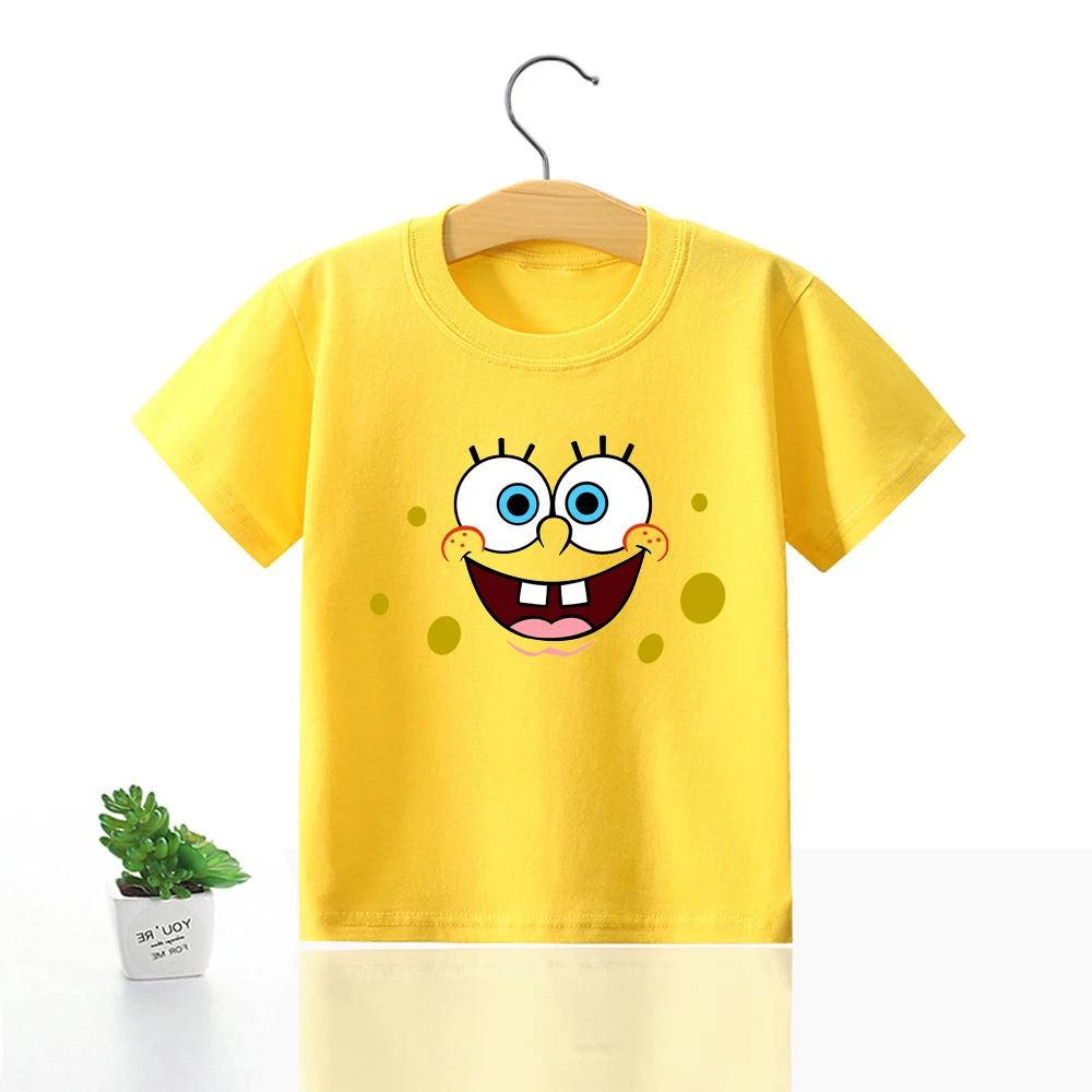 Милая хлопковая футболка с Губкой Бобом и Патриком Старом для детей - Идеально для лета