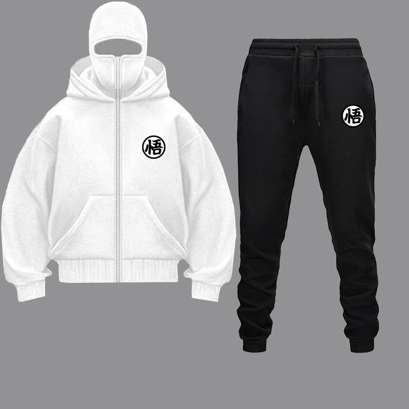 Комплект из шапки, толстовок, брюк, осенне-зимней балаклавы, толстовки с капюшоном, модные хип-хоп-мужские и женские пары, маска для лица, толстовка с капюшоном на молнии