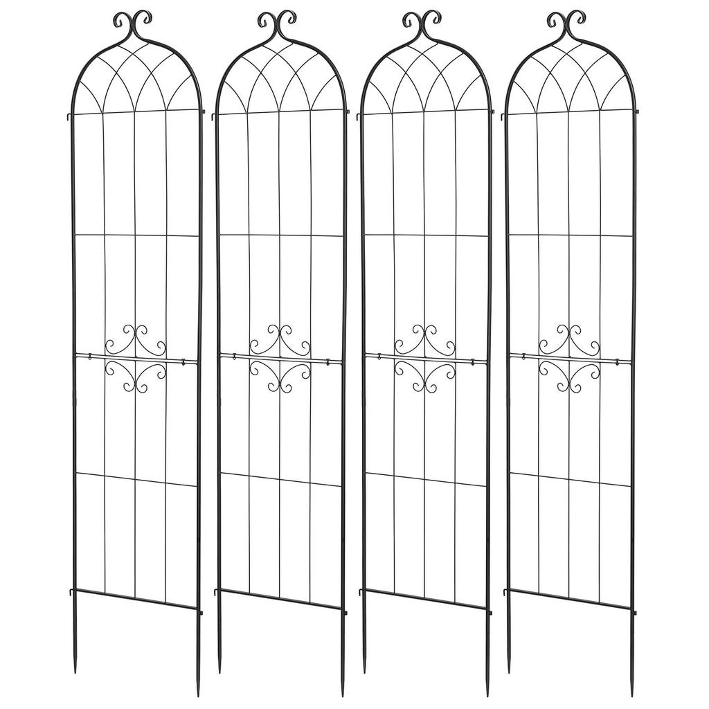 Garden Trellis, 220 x 52.5 cm Rose Trellis, 4 Packs Garden Flower Rose Trellises with Powder-Coated Finish & Convenient Locking Design, Plant Support