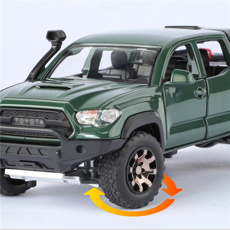 1/32 Toyota Tacoma Alloy Pickup Car Model Diecasts Metal Off-Road Vehicles Car Model High Simulation Sound and Light Childrens Toy Gift