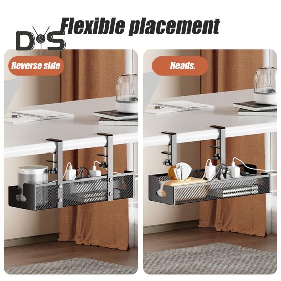 Data Cable Storage Rack Under-Desk Organizer Simple Installation Cable Management Metal Cable Tray Power Strip Cord Holder