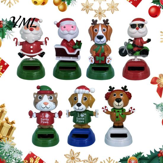 Gift for Drivers And Car Enthusiasts Solar Powered Dancing Ornament, Creative Dashboard Christmas Cartoon Figure Cute Elk Figurines Auto Interior