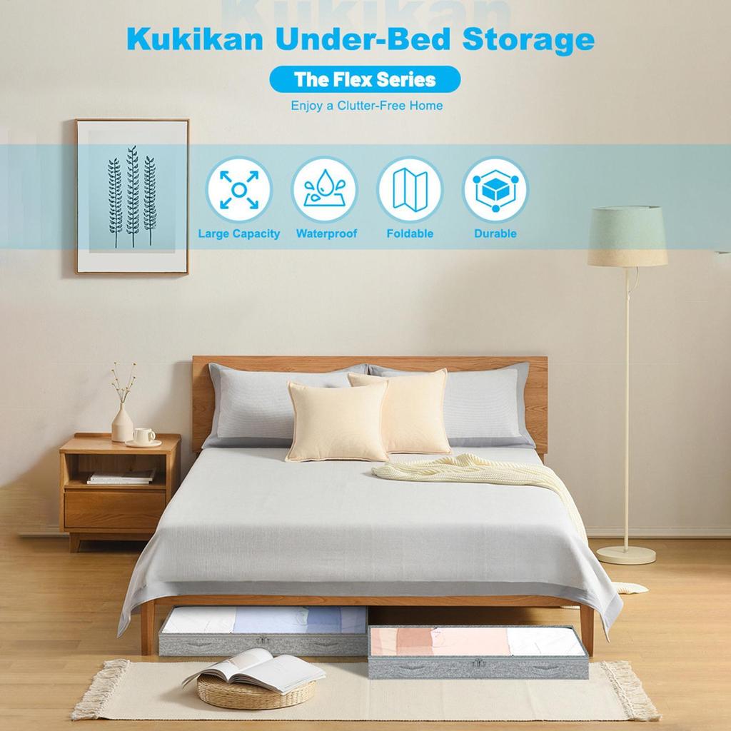 Rolling Underbed Storage Bins Non-Woven Bags Clothes Blanket Storage Box Under Bed Storage Containers for Bedroom Quilt