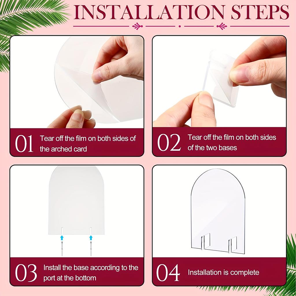 5pcs Clear Acrylic Wedding Table Number Sign with Square Bracket Arched Design for Banquet Reception Party Restaurant Events