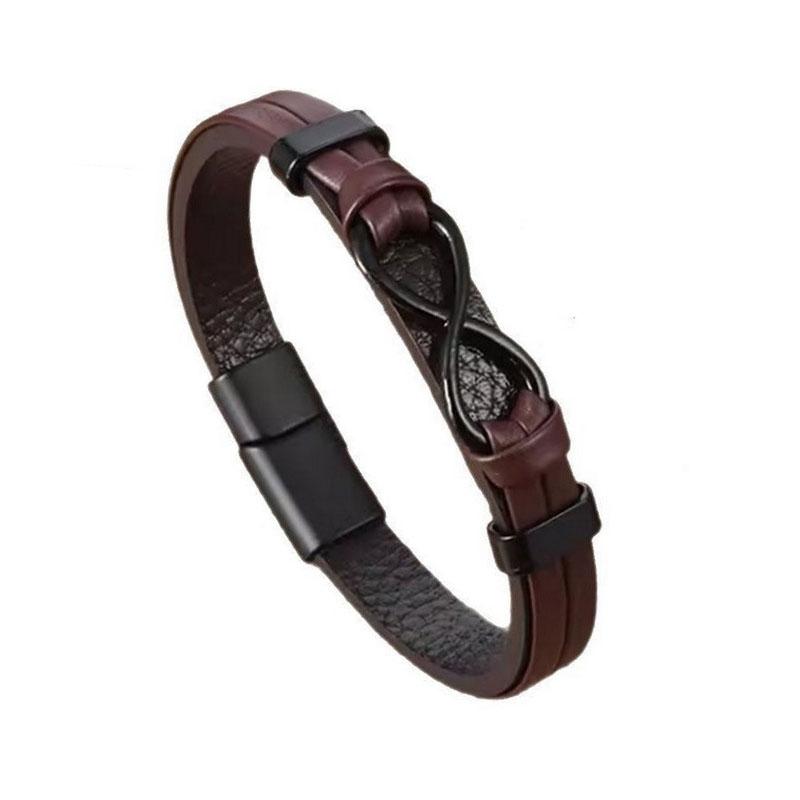 Браслет-манжета с шармом в виде символа бесконечности, магнитная застежка, аксессуары для рук, новый, простой, стиль OL, браслет из натуральной кожи для мужчин