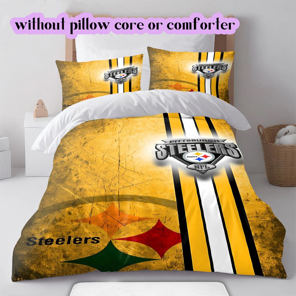 Pittsburgh Steelers Pattern Bedding Quilt Set Quilt Cover Pillowcase Home Decoration Birthday Gift (1 * duvet cover + 2 * pillowcase, without core)