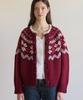 OURHOPE Flurry Alpaca Wool Nordic Cardigan - Red