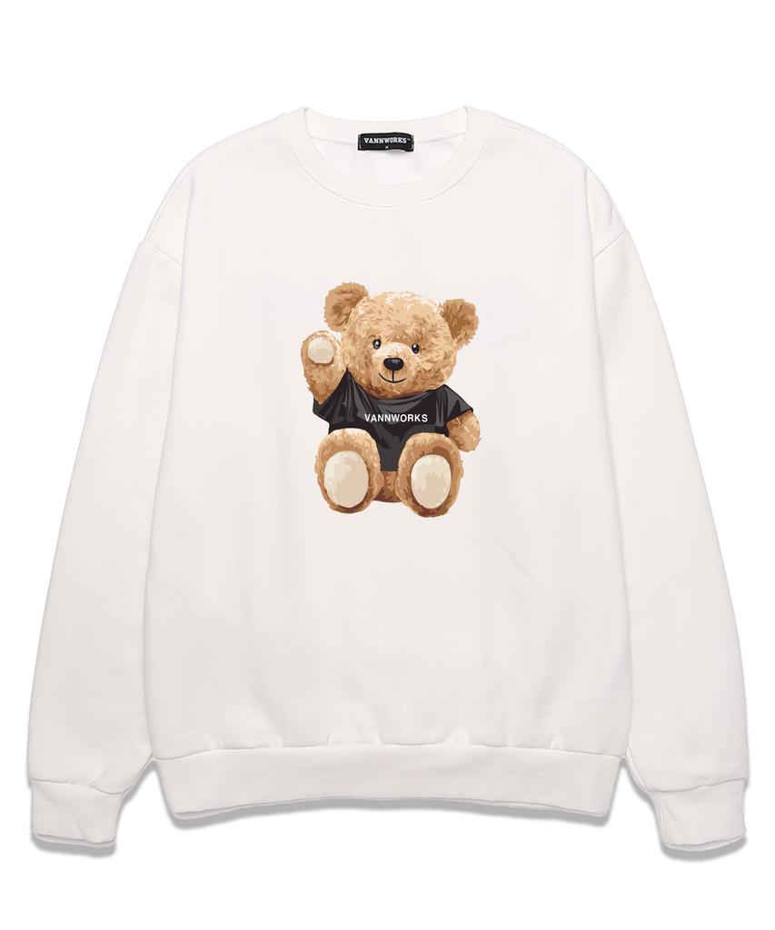VANNWORKS Sitting Bear Oversized Sweatshirt (Vndts104) White (Type A)