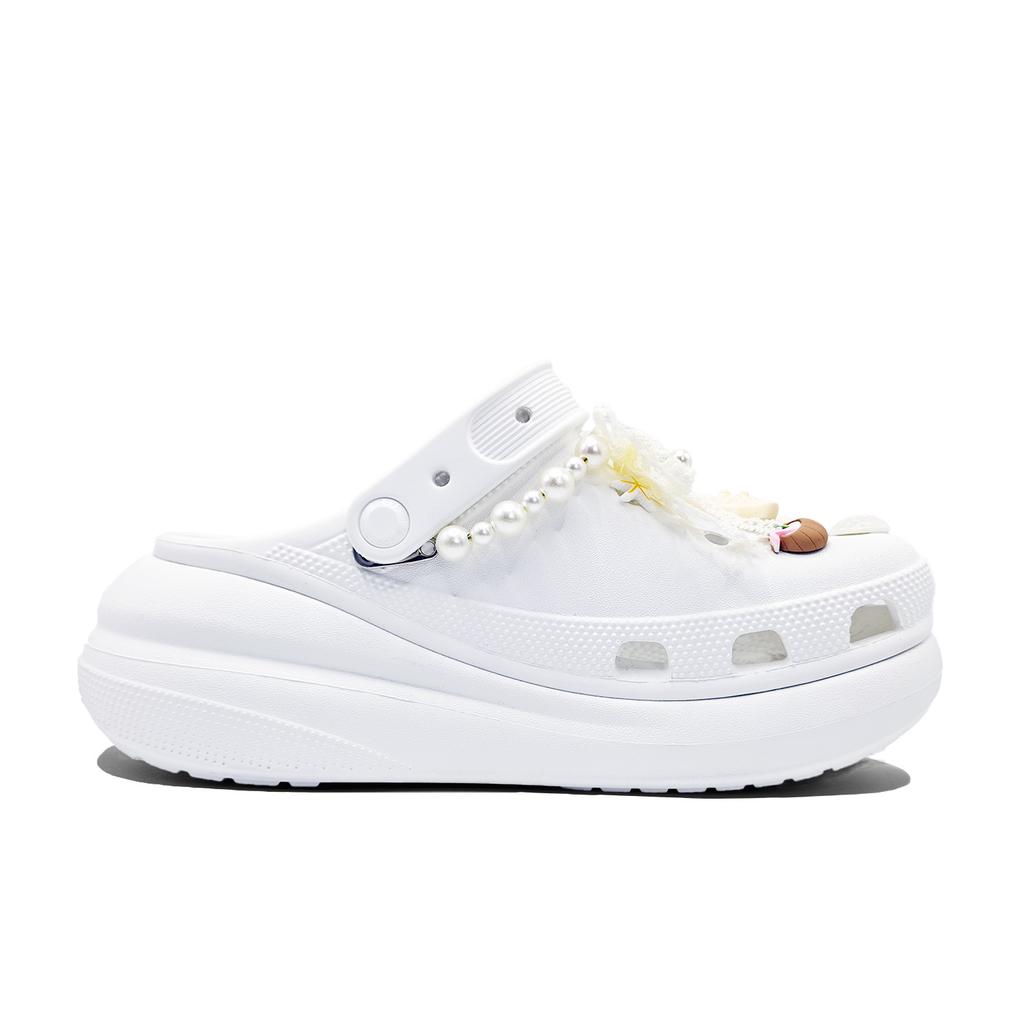 Crocs Crush Clog Party EVA Beach Holiday Relaxed and Comfortable Classic Versatile Fashion Trend Hole Shoes Unisex White