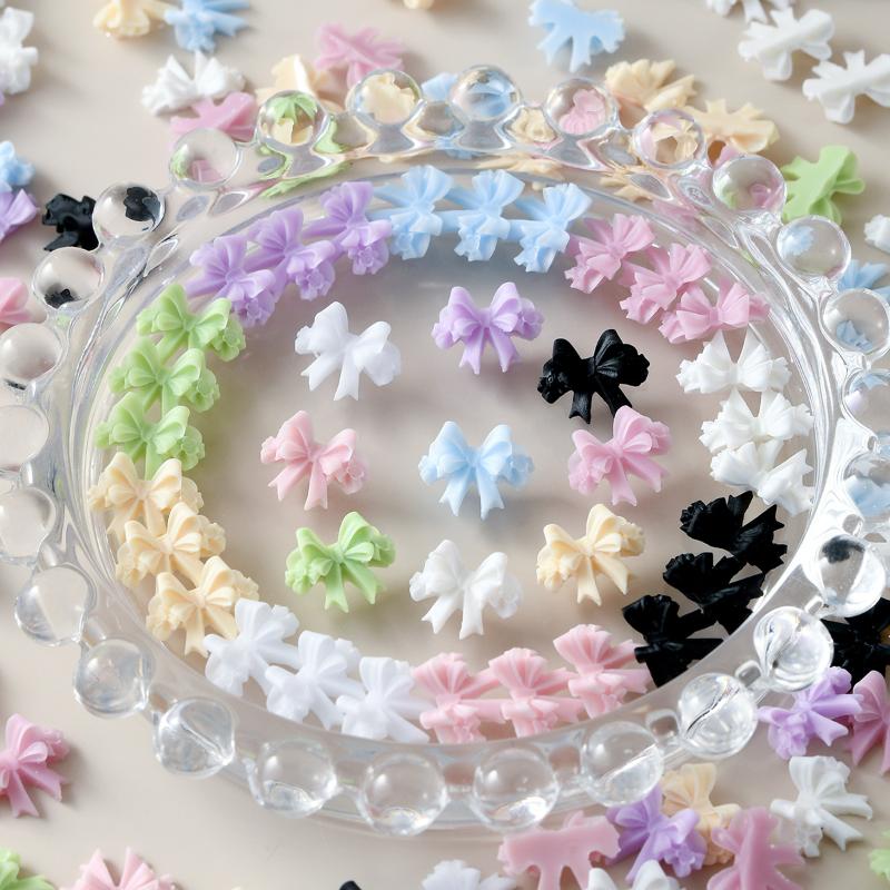 20/50Pcs Mixed Resin Double Layer Bowknot Nail Art Charms 3D Colorful Bow Nail Art Decorations Diy Manicure Parts Salon Supply