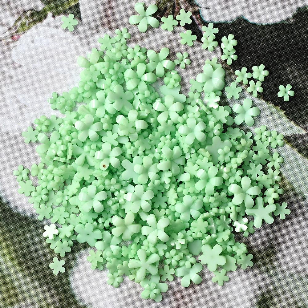 100 шт./пакет 3D акриловые цветы для ногтей подвески смешанного размера цвета украшения для ногтей стразы цветочки ювелирные изделия DIY аксессуары для ногтей