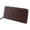 Кошелек Inden Long Round из оленьей кожи, черный с красной стрекозой, Inden-ya, Кошелек, Y-образный, На молнии, Кожа, Лак, Узор, 2111-21-008