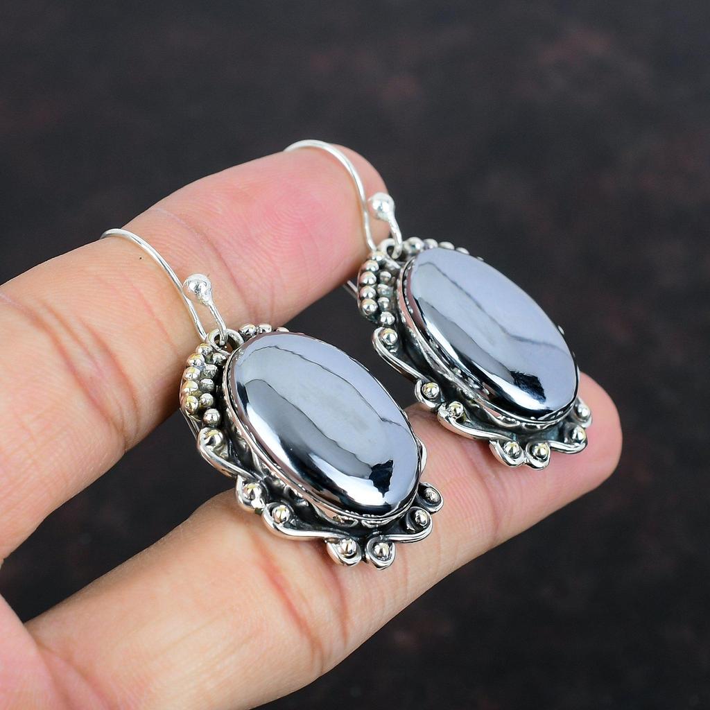 Серьги из шунгита, серьги из драгоценных камней, изящные украшения, серьги из стерлингового серебра 925 пробы, серьги ручной работы, украшения из шунгита, подарки для мамы, висячие серьги