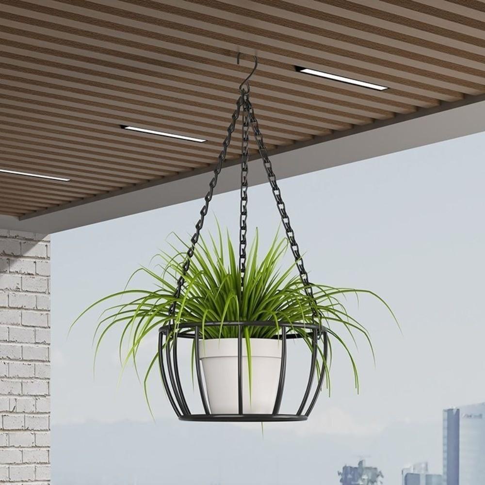 Round Hanging Planter Hanger Iron Flower Pot Holder Decoration Rope Hanger Flower Pot Garden
