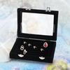 Composite Board Lint Jewelry Rings Storage Box Display Case Holder Organizer Black