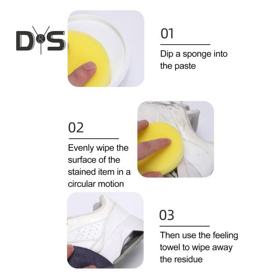 Крем для чистки обуви White Shoe Cleaner, безопасные ингредиенты, чистящая паста, простой в использовании аппликатор-губка, универсальное многофункциональное чистящее средство