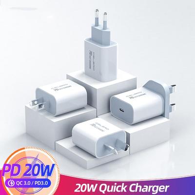 Быстрое зарядное устройство PD 20 Вт для iPhone 12 11 Xs Xr Pro Max 8, адаптер USB C, зарядные устройства Портативное дорожное зарядное устройство с вилкой ЕС и Великобритании QC3.0 для Android