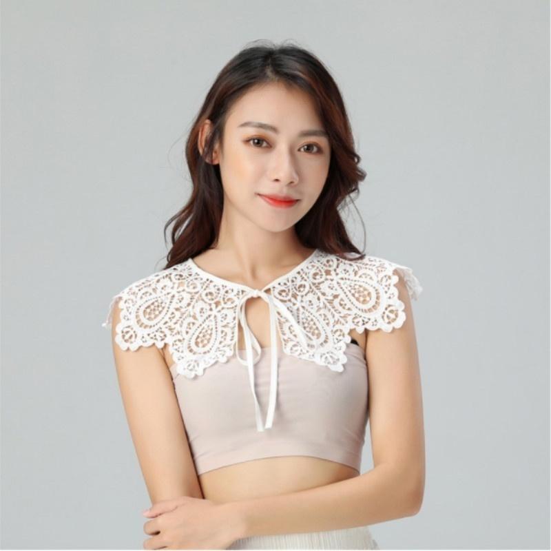 Lace Fake Collar Wild Hollow Collar Lace Cape Cloud Shoulder Pearl Lace Shawl Fairy Girl Accessories Antique Ornaments