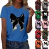 Женская свободная удобная повседневная модная футболка с принтом в виде бантиков, круглым вырезом и короткими рукавами
